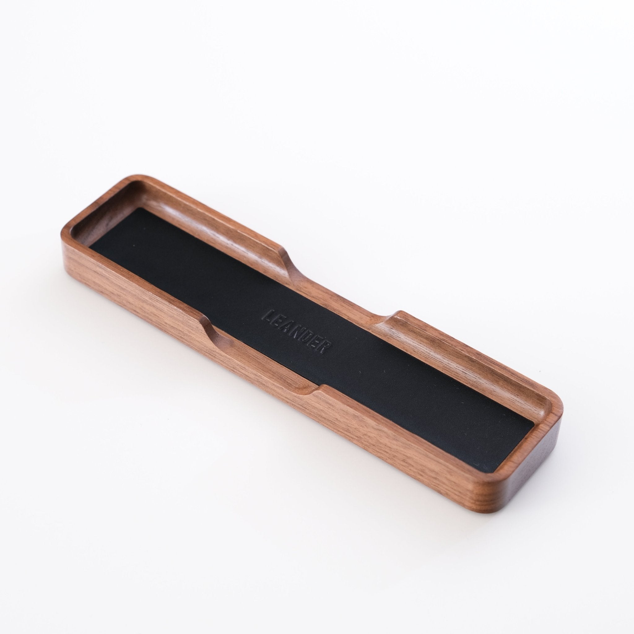 Black Leather Pen Holder | Black walnut and leather material